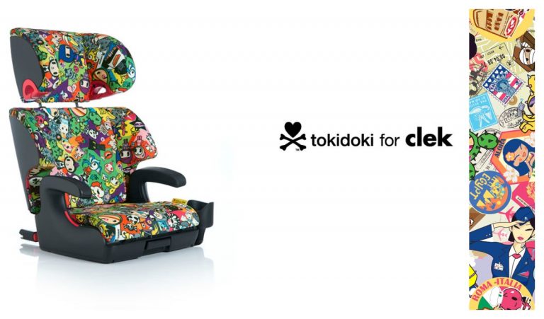 The Clek Oobr Booster Seat in Adorable tokidoki Travel Print