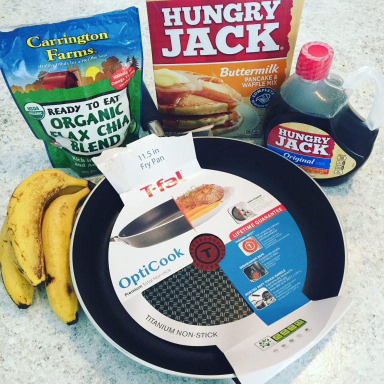 Banana Flaxseed Pancakes On A Nonstick Pan For National Pancake Day!