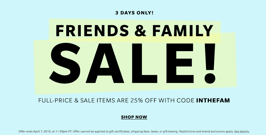 Get 25% Off at Shopbop’s Friends & Family Sale