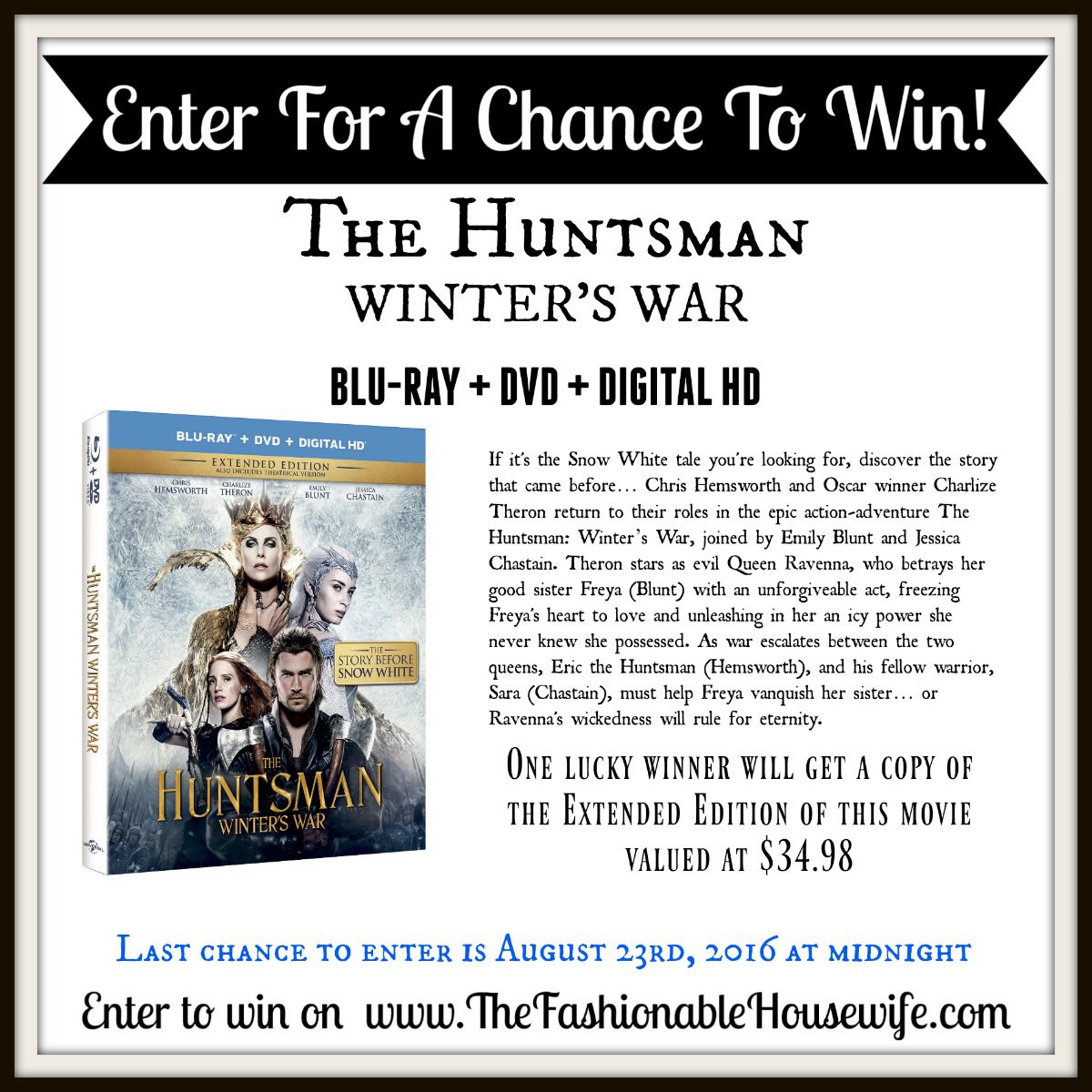 Enter To Win The Huntsman Winters War DVD