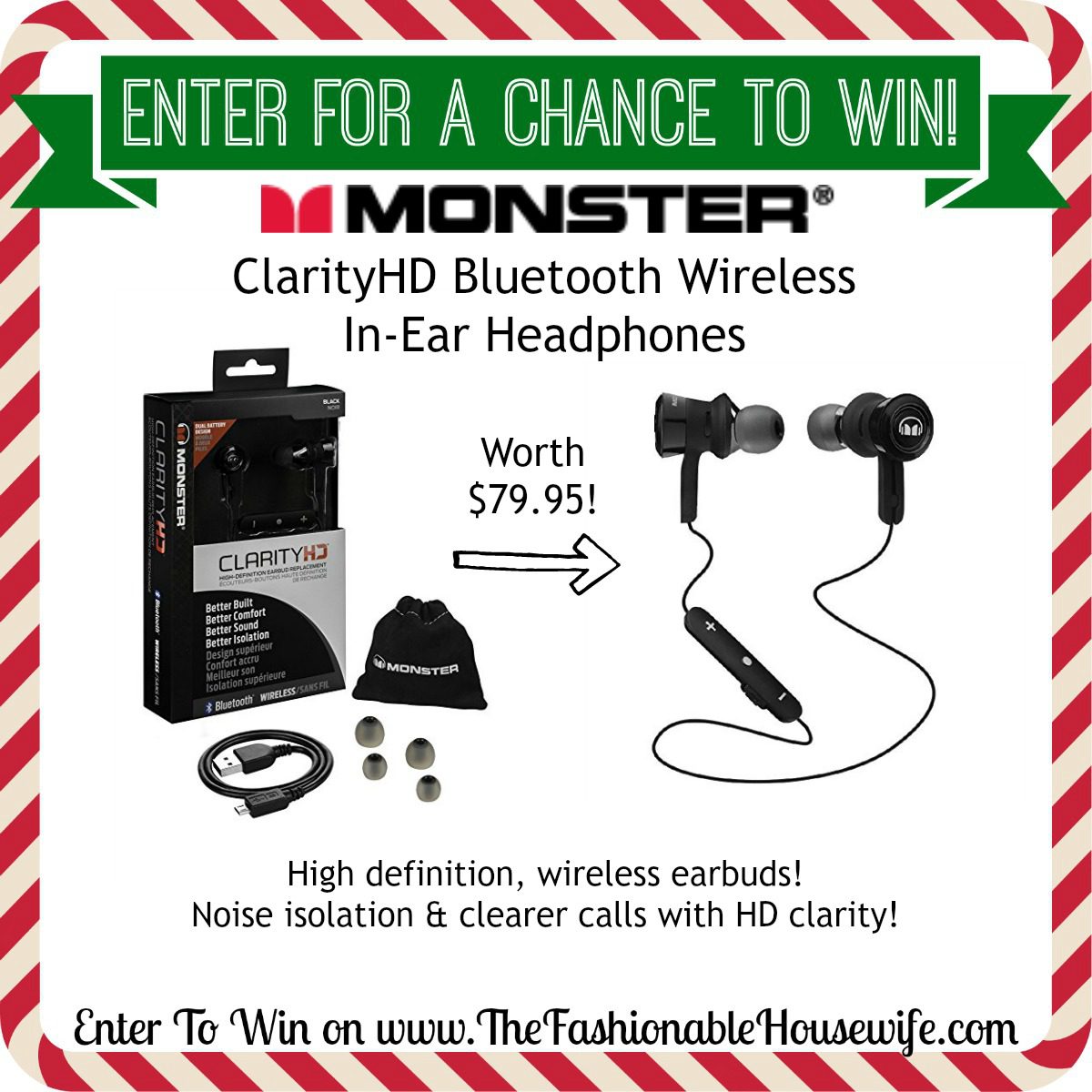 Enter To Win Monster ClarityHD Bluetooth Headphones worth $79.95! #12DaysofChristmasGiveaways