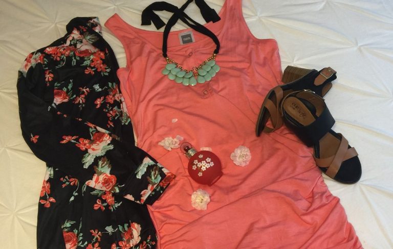 Today’s Outfit: NOM Maternity Dress & Floral Kimono