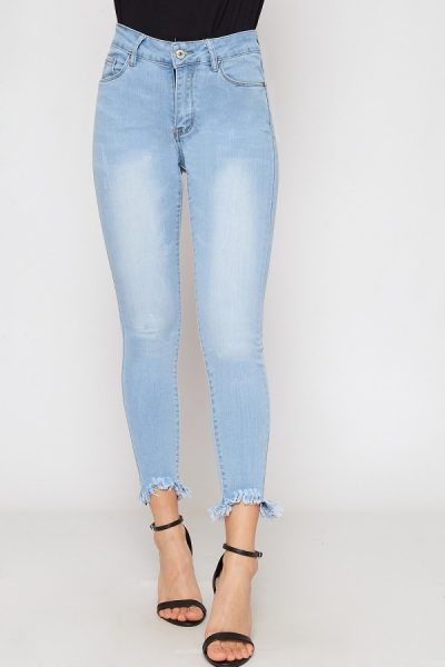 frayed skinny ankle jeans
