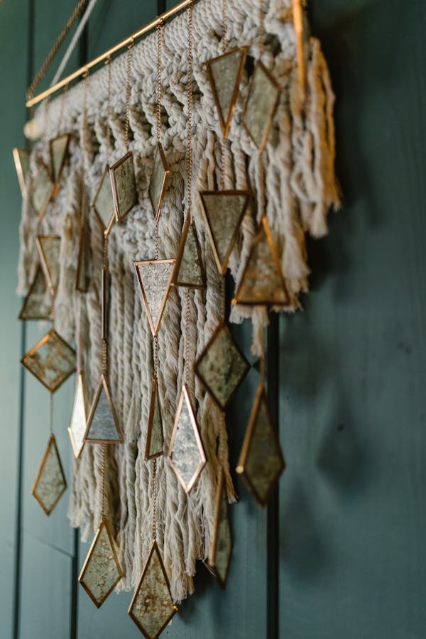 Decorations Hanging on Green Wall