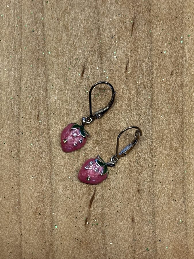 strawberry lever back earrings