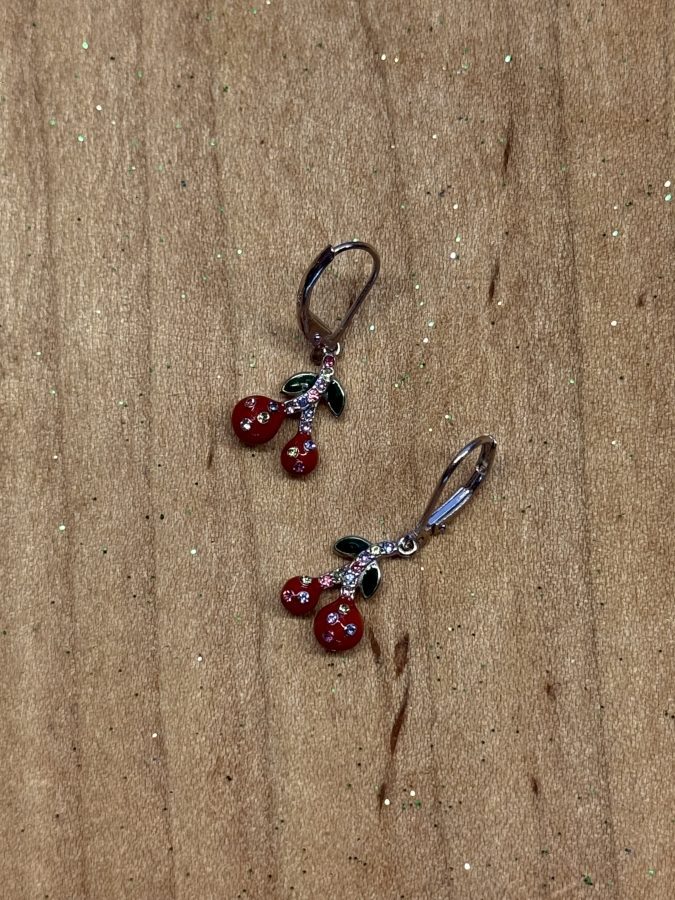 cherry lever back earrings